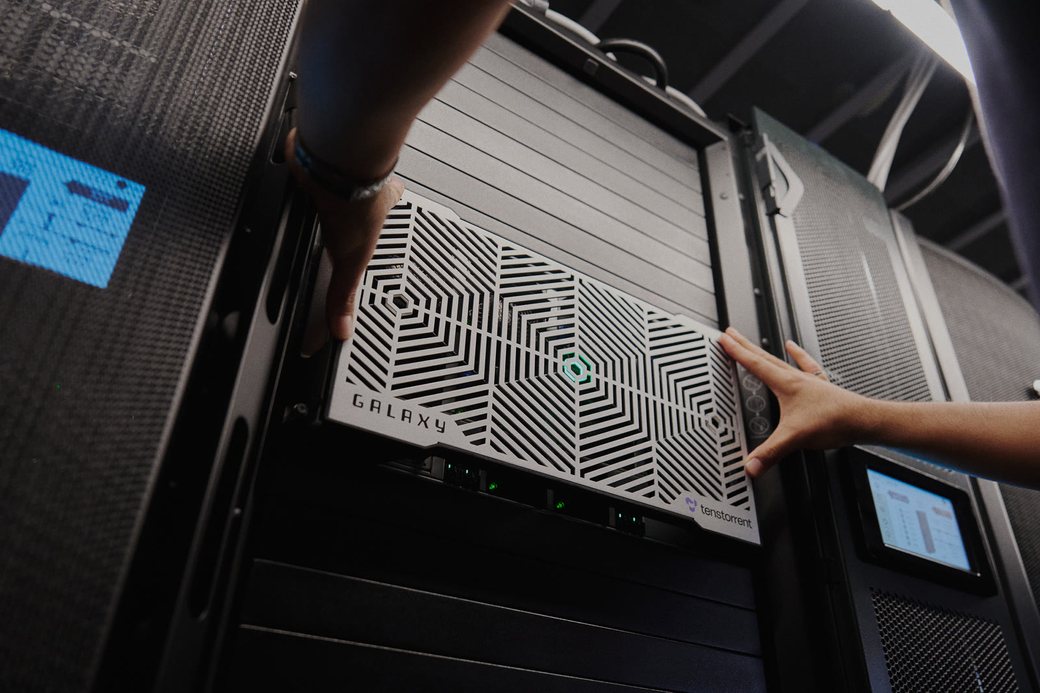 A Tenstorrent Galaxy unit being installed into a rack